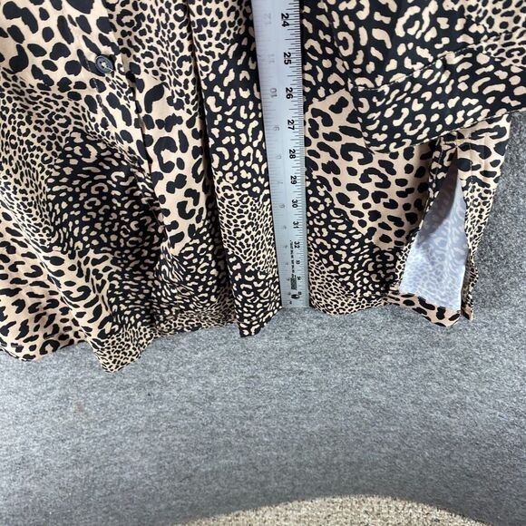 Jessica London Dress Women 26W Plus Black Animal Print Shift Short Button Up - Picture 6 of 7